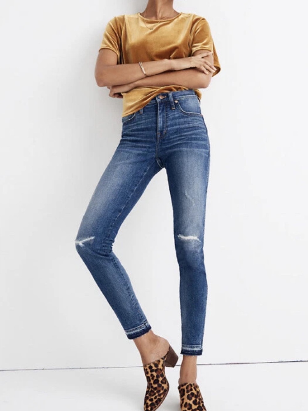 Madewell 9" High-Rise Skinny Distressed Jeans In Medium Wash Size 32